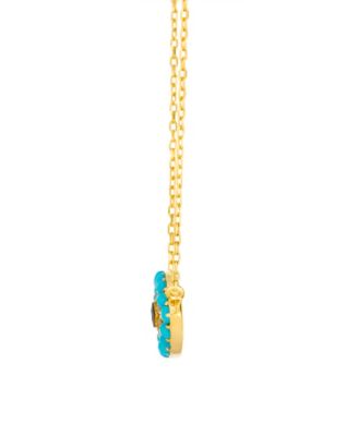Turquoise (69/100 ct. t.w.), Sapphire (3/50 ct. t.w.) & Nude Diamond (0.07 ct. t.w.)Pendant Necklace in 14k Honey Gold