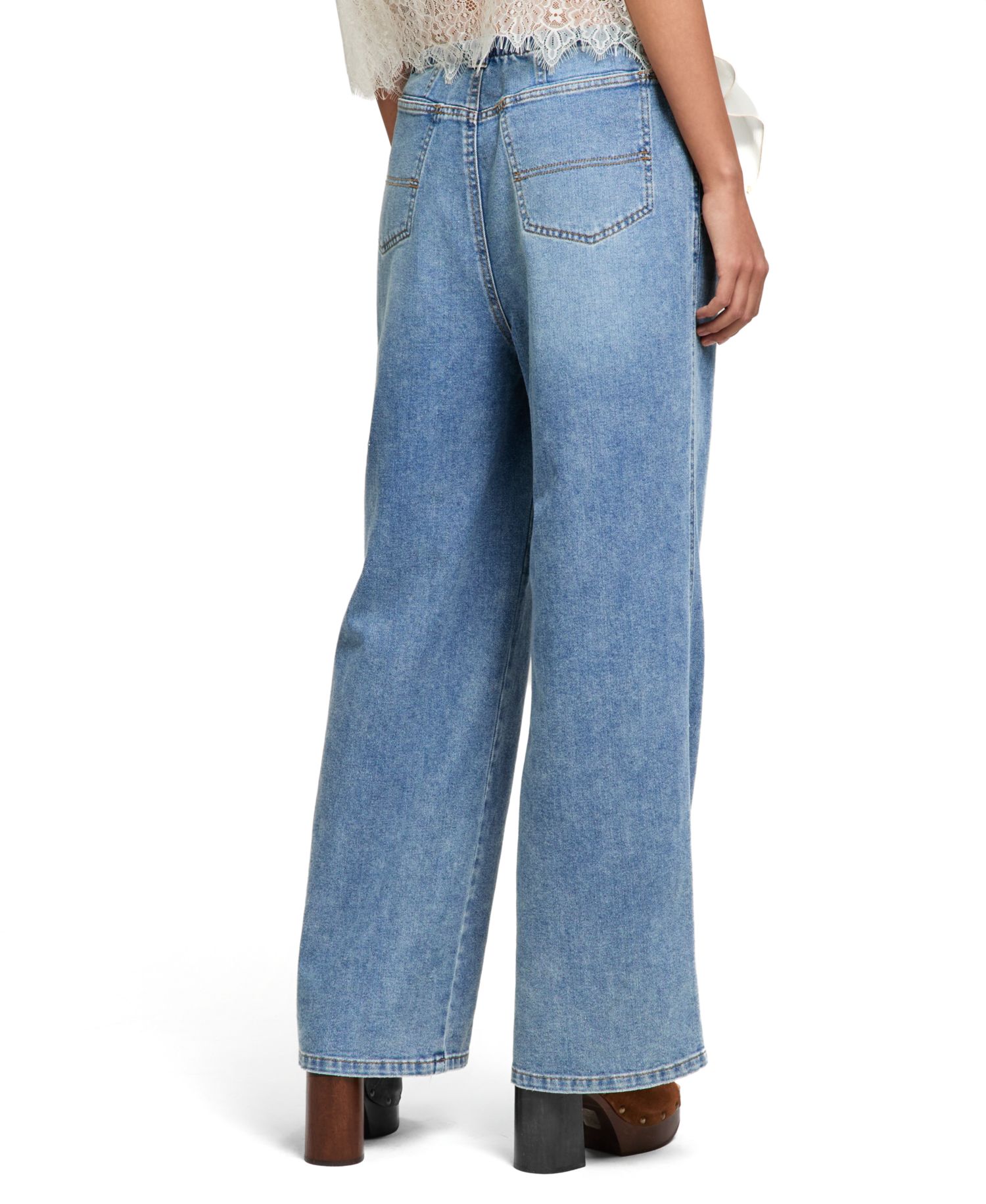Petite Seamed Slouchy Tie-Waist Jeans