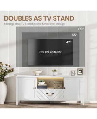 TV Stands for Living Room, White Entertainment Center with Led Lights, Television Stands for 65 in Tv