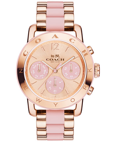 COACH Women's Chronograph Legacy Sport Rose Gold-Tone Stainless Steel and Blush Silicone Bracelet Watch 36mm 14502535