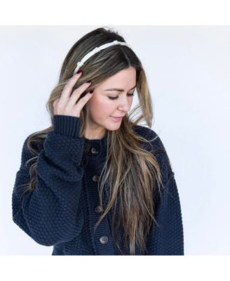 Women's Knotted Satin Headband - Ivory Pearl