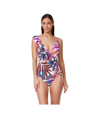 Women's Plantopia V-Neck Surplice Ruffle One Piece