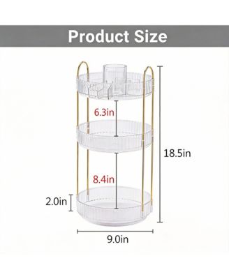 360&deg; Rotating Makeup Organizer - 3 Tier, Large Capacity, Easy Assembly, Durable ABS