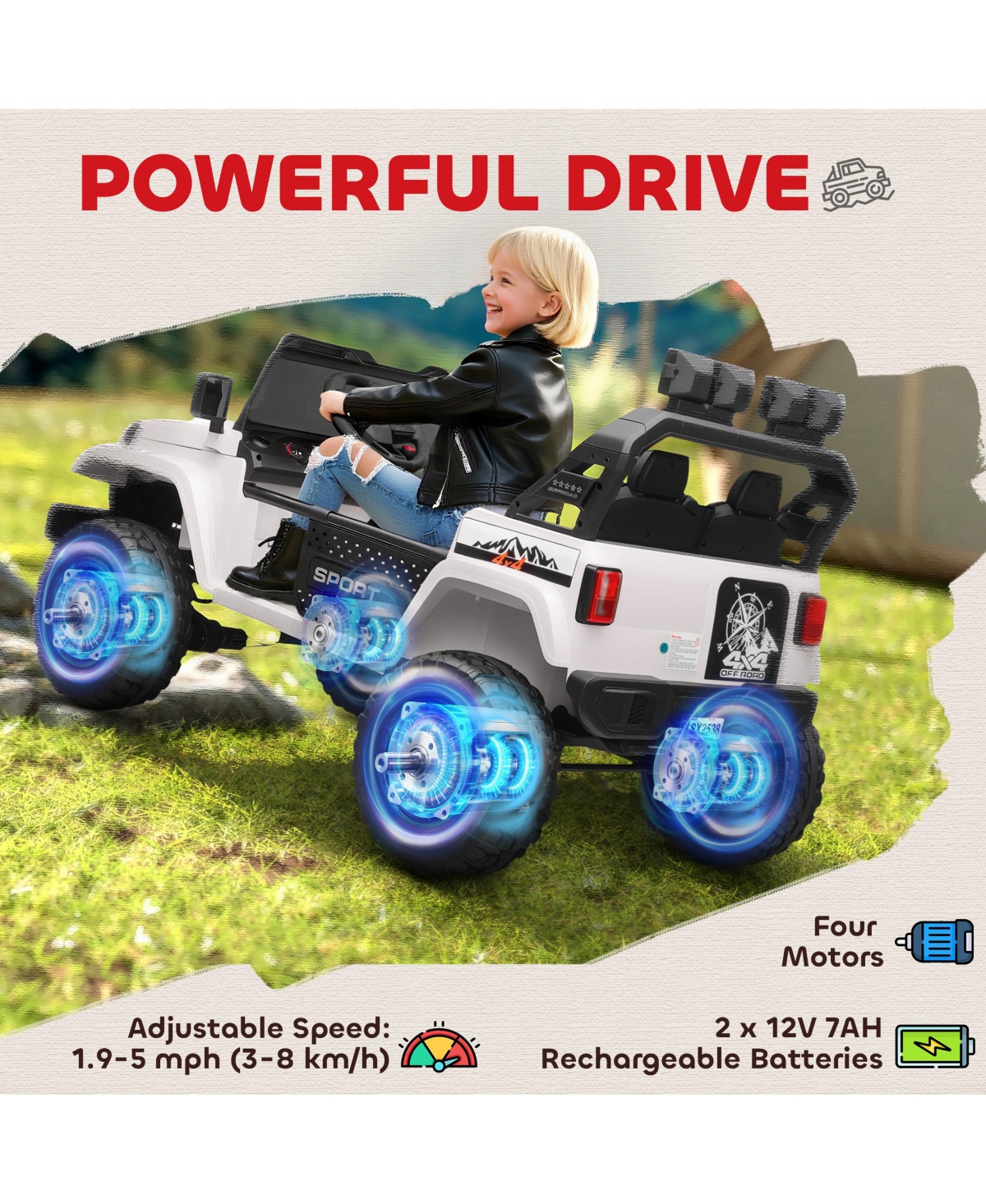 Hongge 24V Two Seat Kids Electric Ride On Truck with Remote