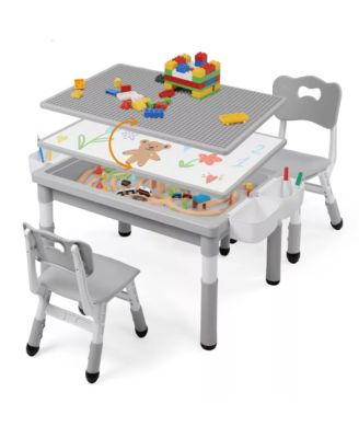 Kids Table and Chair Set, Activity Desk for Drawing, Building Blocks, and Play, Pink