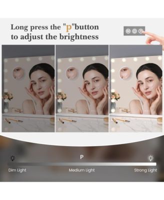 Vanity Mirror with Lights, Equipped with 17 Adjustable LED Lights, Featuring 3X Magnification, Smart Touch Controls with Three Adjustable Color