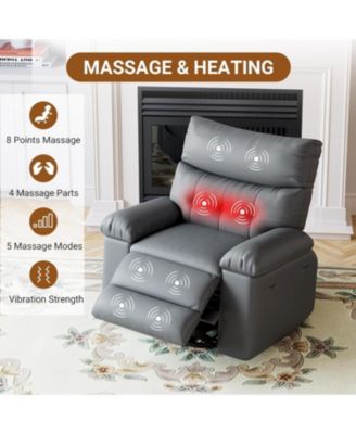 Swivel Recliner Chair with Massage and Heat 22" Seat– 360&deg; Rocking Recliner for Adults, Electric Recliner with Remote Control for Living Room