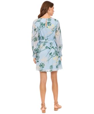 Women's Bishop-Sleeve Sash Belt Short Dress