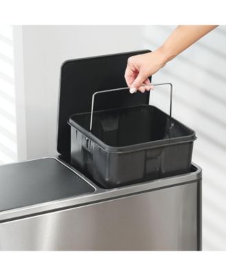 Metal Steel 60L Large Dual Compartment Step Trash Can - Brushed Chrome