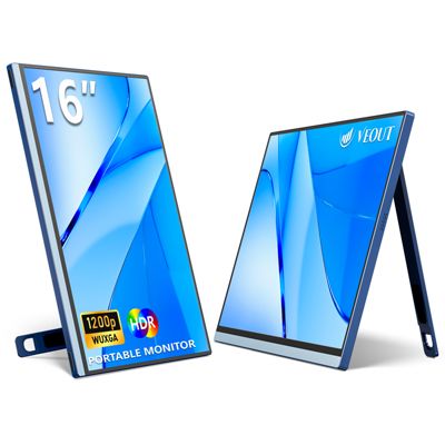 16" Portable 1920×1200P IPS Monitor, USB-C & HDMI, 0.3" Ultra-Slim, with Kickstand for Travel & Office