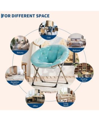 Faux Fur Saucer Chair - Oversized Foldable Moon Chair, 300lb Capacity for Bedroom