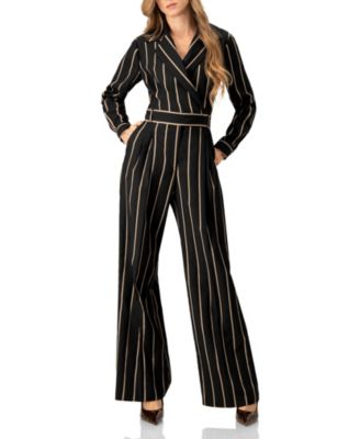 Women's Striped Jumpsuit with Side Pockets
