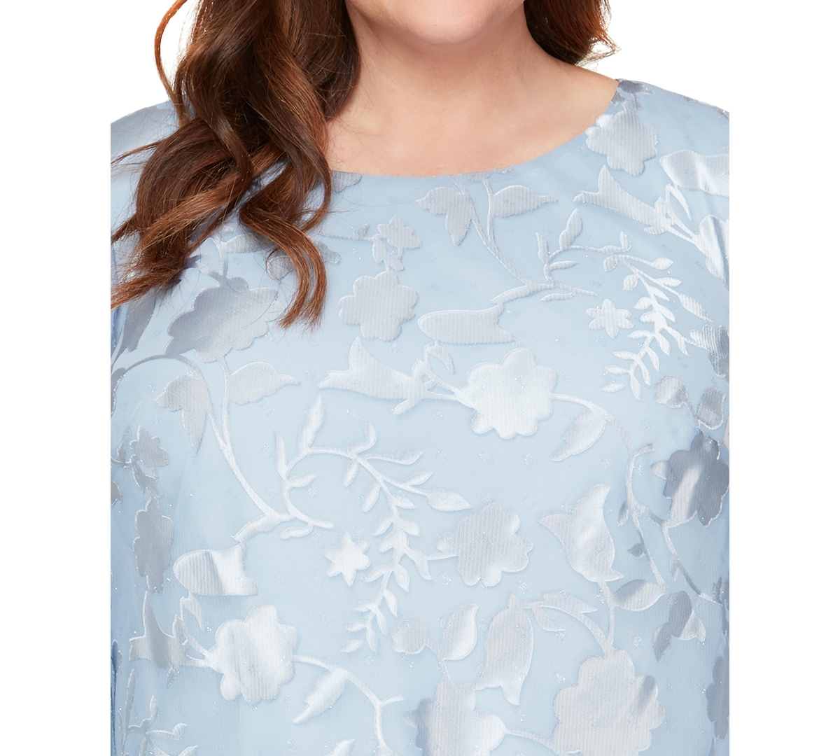 Alex Evenings Plus 3/4-Sleeve Scoop Neck Top