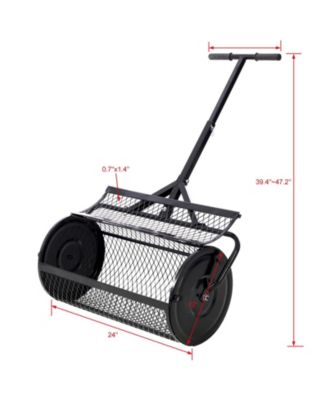 24 Inch Peat Moss Spreader Metal Mesh Compost Spreader T Shaped Handle for Lawn Garden Care Manure Seeding Planting