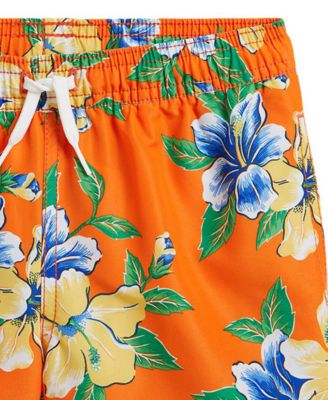 Boys' 2-7 Hibiscus Print Traveler Swim Trunks