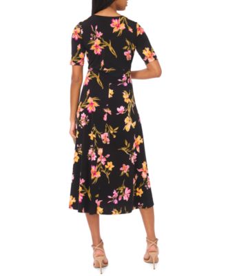 Women's V-Neck Twist Front Midi Dress