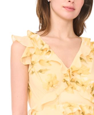 Women's Cascading Ruffle V-Neck Dress