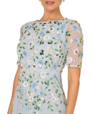 Women's Embellished Mesh Midi Dress