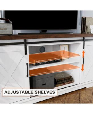 Farmhouse TV Stand, Entertainment Center for 65 Inch TV Media Console Table, Barn Door TV Stand with Storage