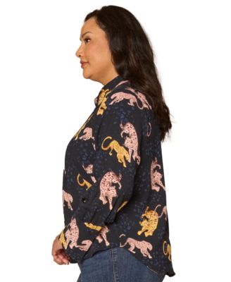 Plus Size Long-Sleeve French Cuff Shirt