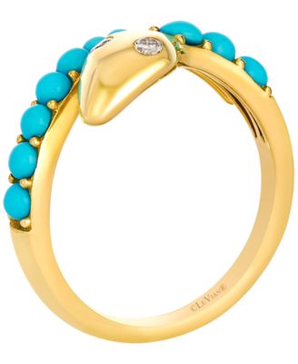 Turquoise (3/4 ct. t.w.) & Nude Diamond (2/25 ct. t.w.) Ring in 14k Honey Gold