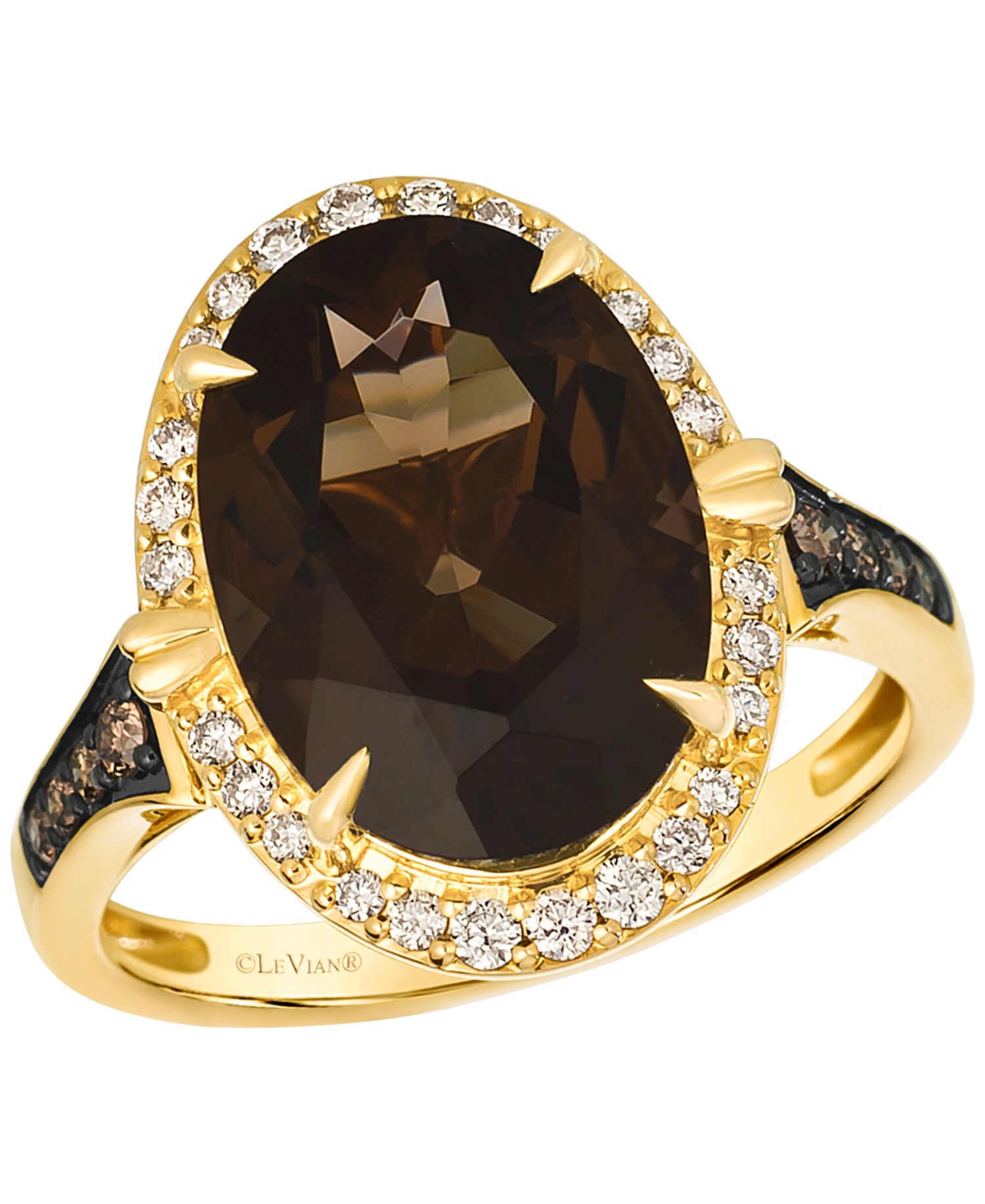 Smokey Quartz (4-13/20 ct. t.w.), Chocolate Diamond (1/10 ct. t.w.) & Nude Diamond (1/5 ct. t.w.) Ring in 14k Honey Gold