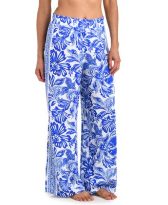 Women's Botanical Brocade Wide Leg Cover-Up Swim Pants
