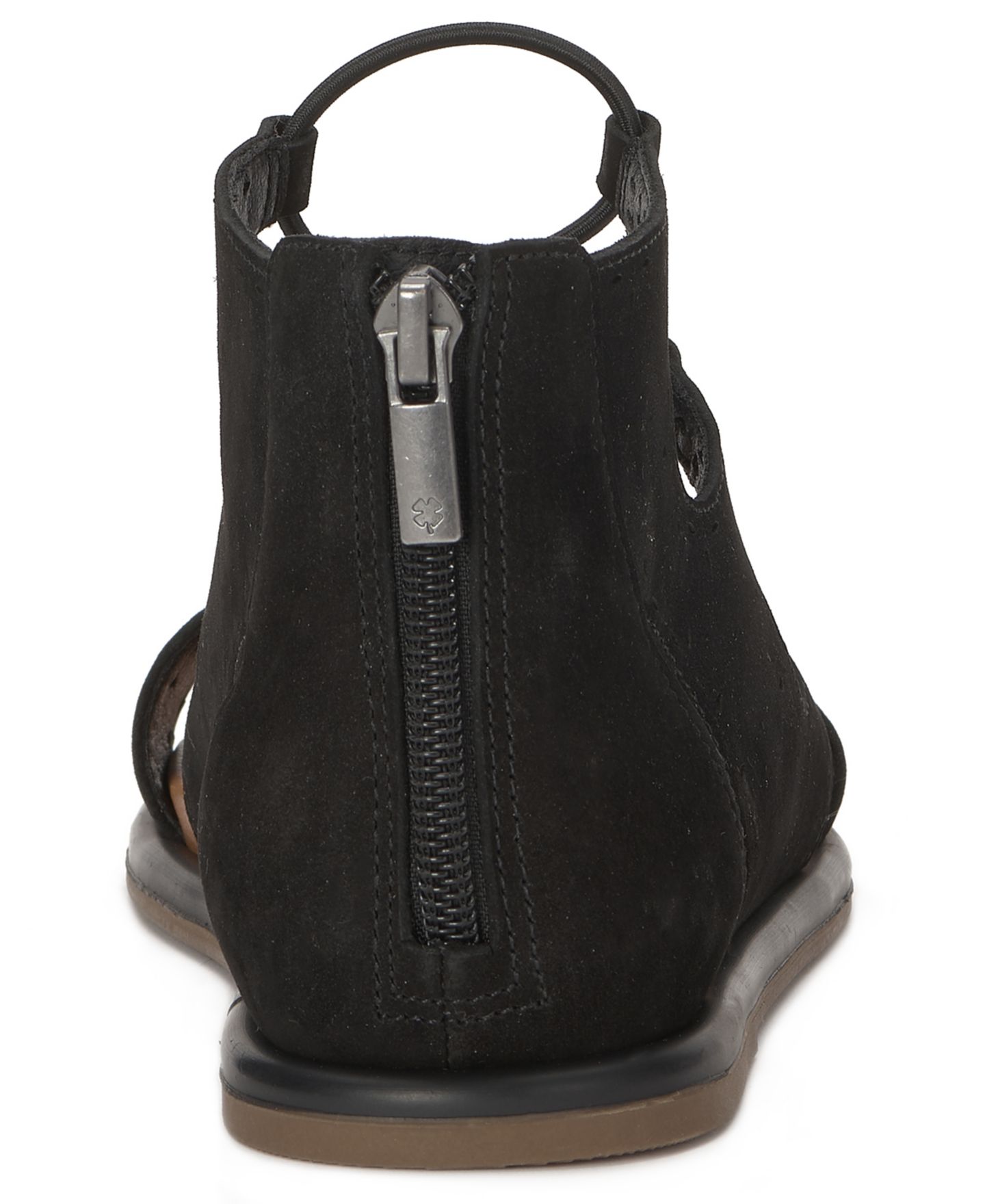 Женские сандалии Lucky Brand Sartea Laced Gladiator Flat, цвет: Чёрный нубуковый — фото 3