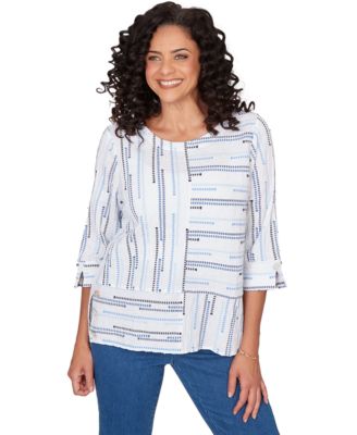 Petite Classics Spliced Stripe Crewneck Top