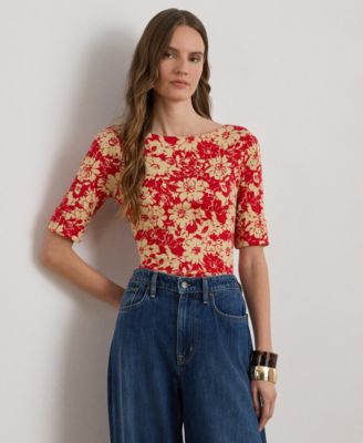 Petite Judy Floral Boat Neck T-Shirt