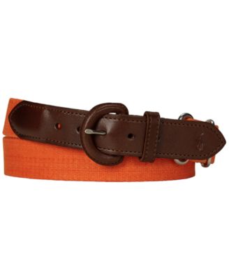 Men's Webbed Cotton & Leather Belt