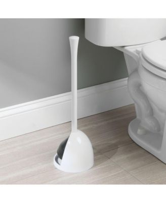 iDesign Bowl Plunger and Hideaway Holder for Bathroom Storage - White