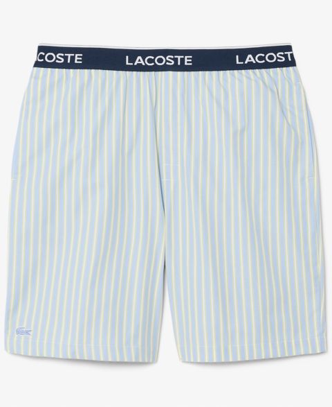 Мужские шорты Lacoste Loungewear Striped Straight-Fit, цвет: Берёзовый белый