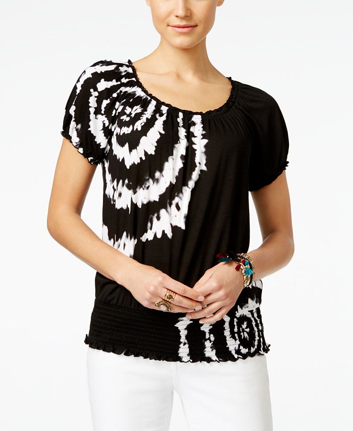 INC International Concepts I.N.C. Petite TieDyed Peasant Blouse
