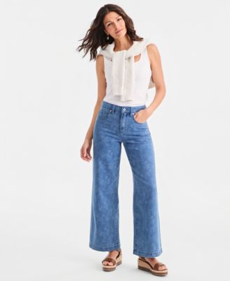 Petite High-Rise Printed 5 Pocket Jeans
