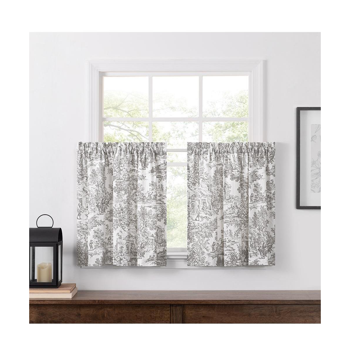 Ellis Curtain 2- Victoria Park Toile Room Darkening Window Rod Pocket Pair Set With 2 Tiers