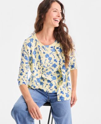 Women's Printed Button-Front Cardigan