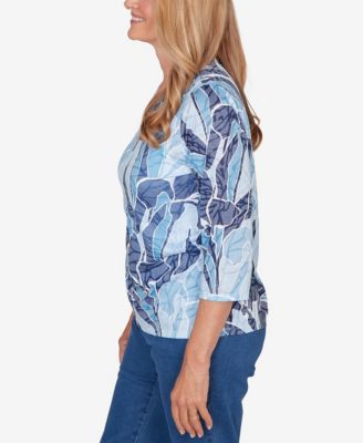 Petite Austin Monotone Patch Print Knotted Detail Top