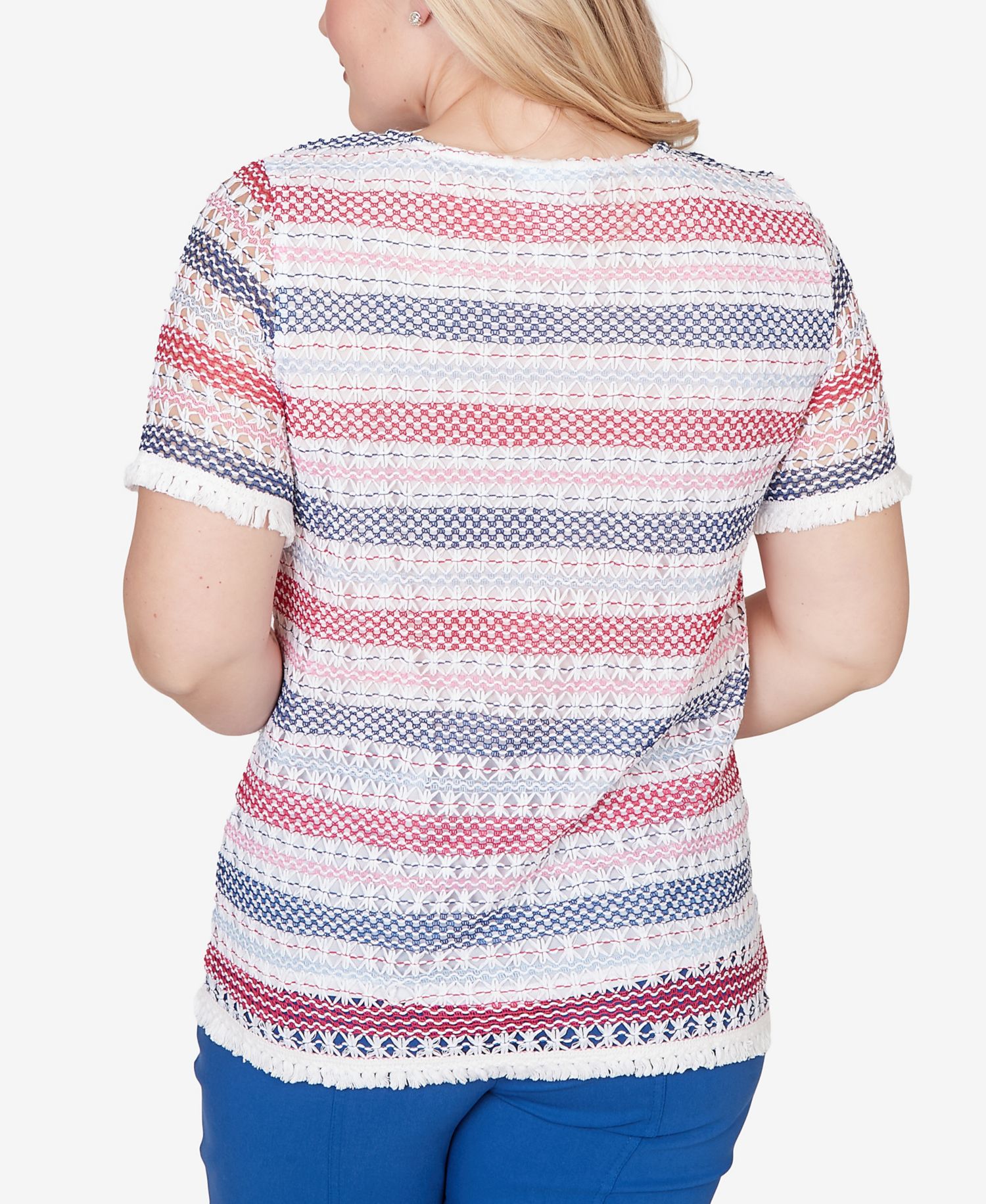 Petite The Royal Treatment Biadere Fringe Textured T-Shirt with Necklace