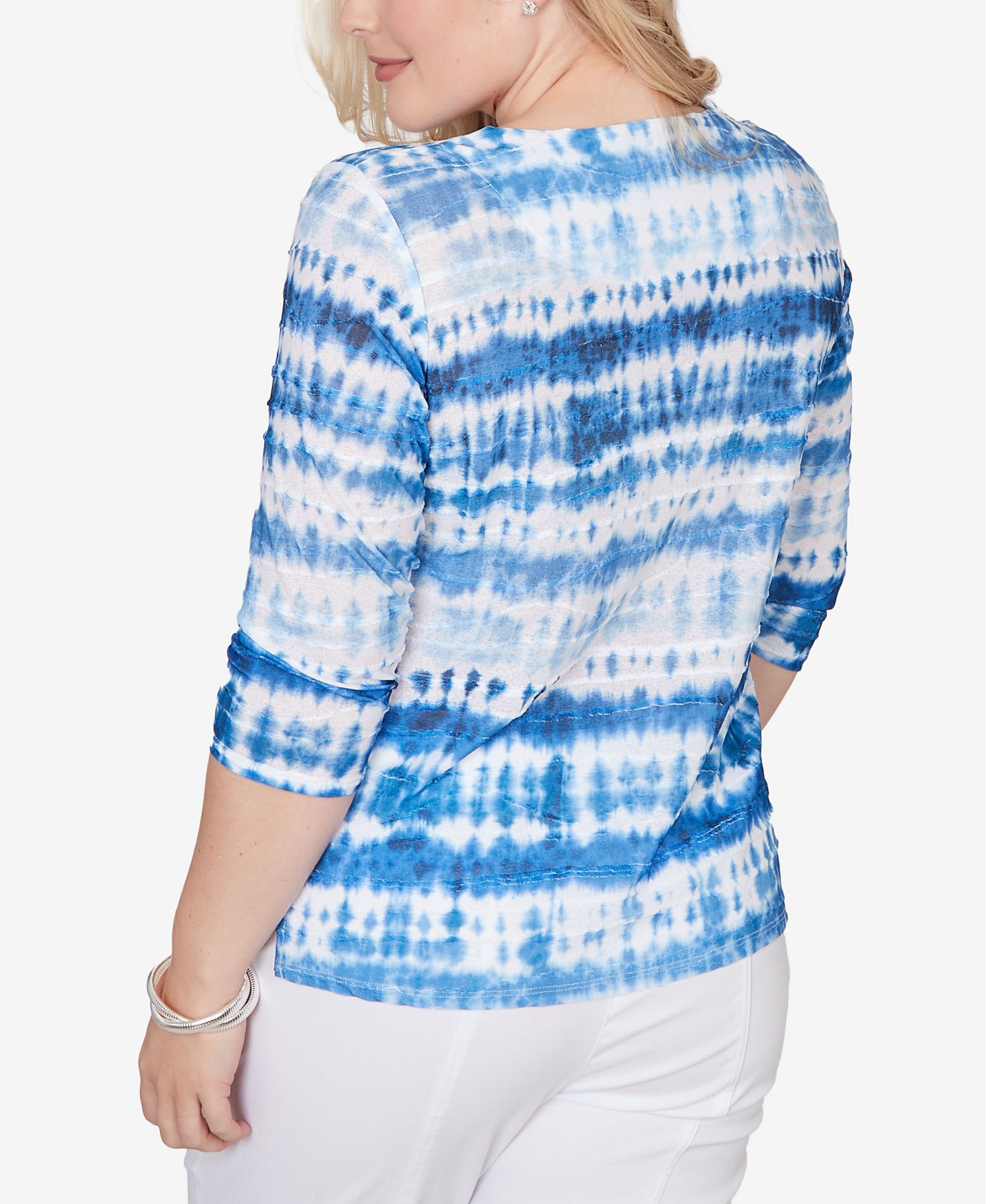 Petite The Royal Treatment Tie Dye Biadere Knotted Crew Neck Top
