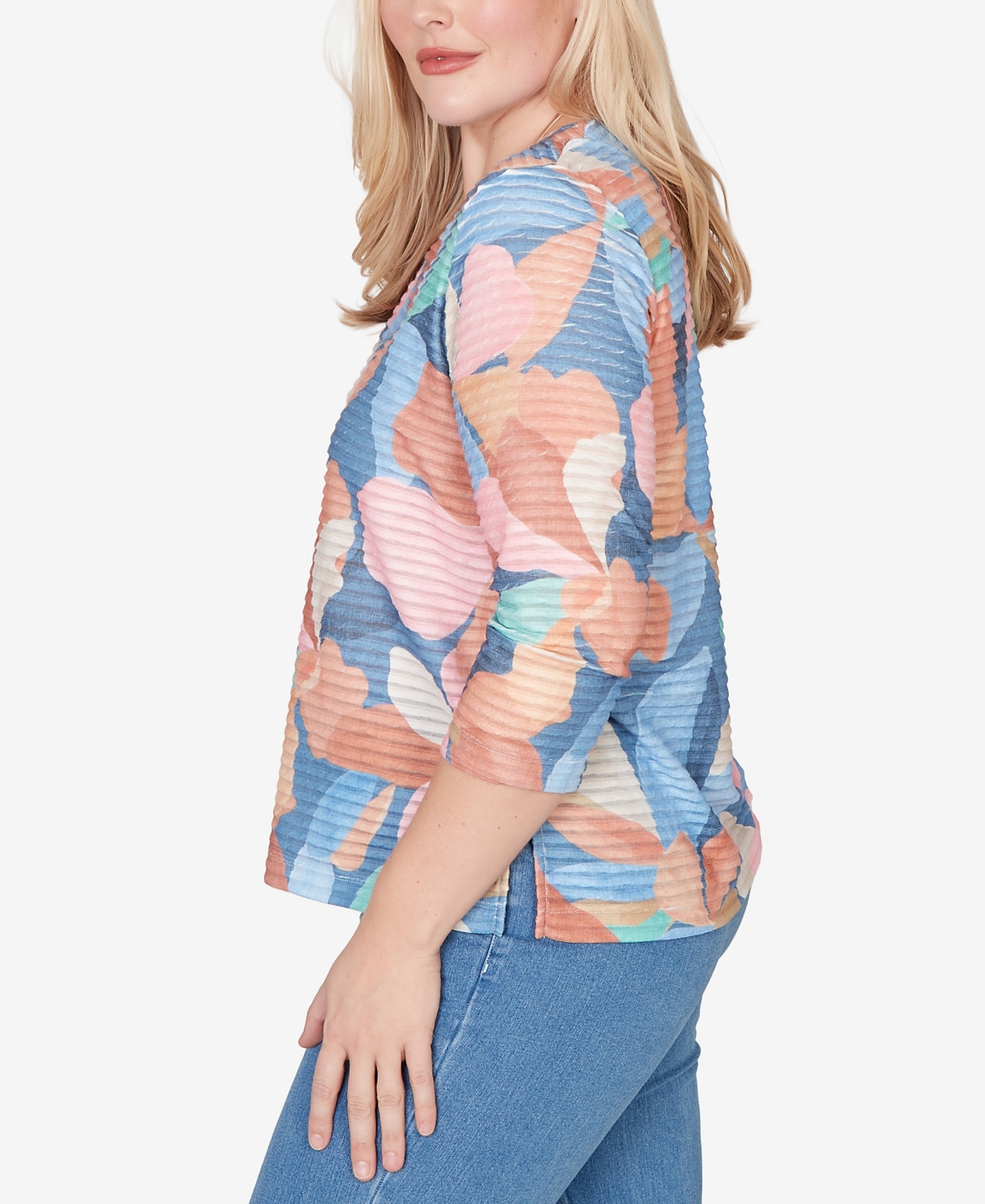 Alfred Dunner Petite Beachcomber Abstract Floral V-Neck Top