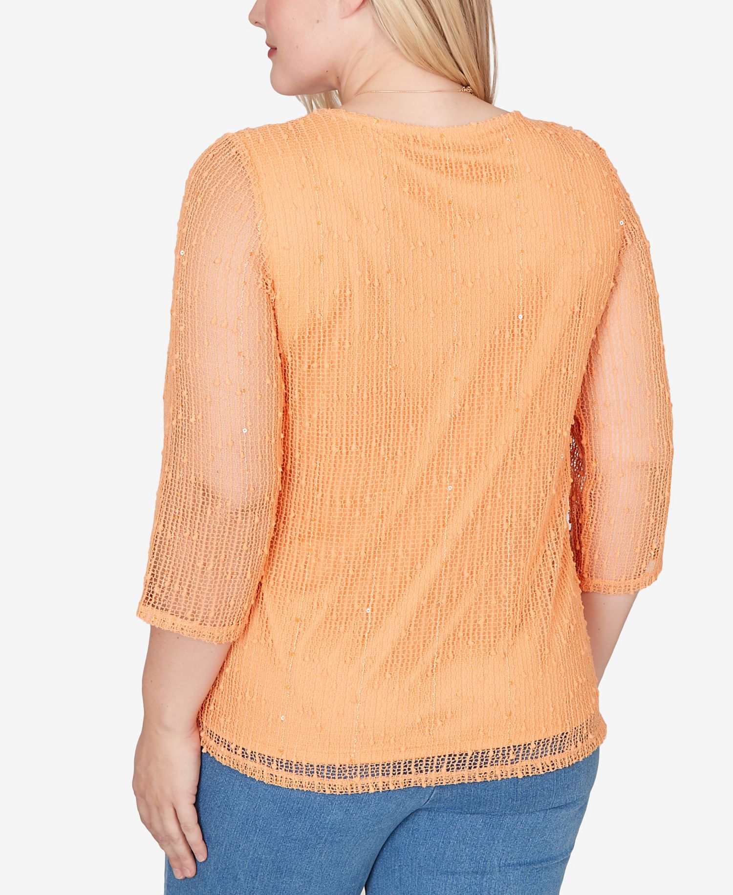 Petite Beachcomber Bright Popcorn Mesh Top with Necklace
