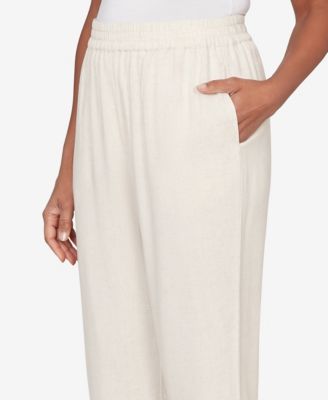 Petite Natural Wonder Linen Elastic Waist Ankle Pants