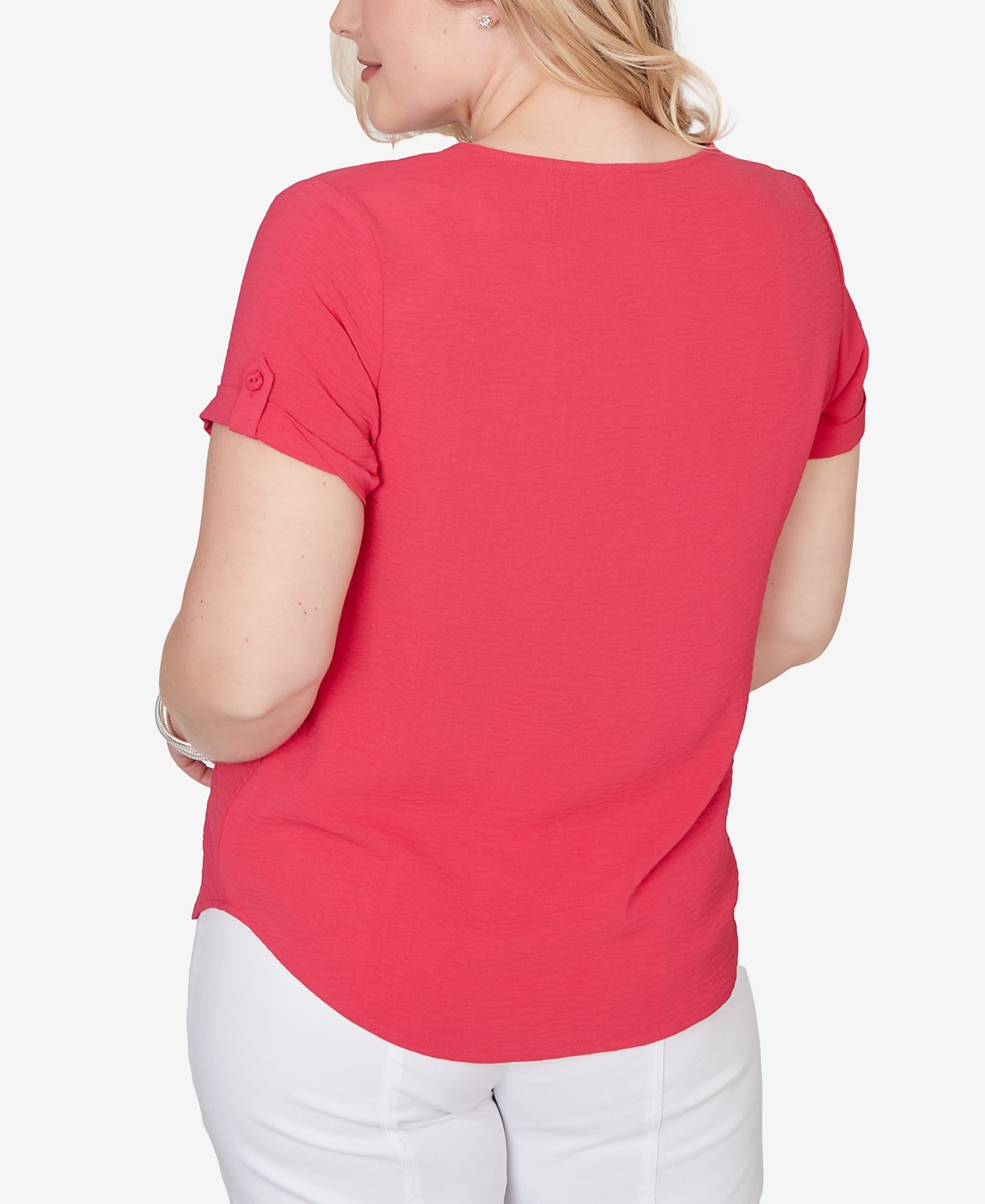 Alfred Dunner Petite The Royal Treatment Solid Rolled Short Sleeve T-shirt