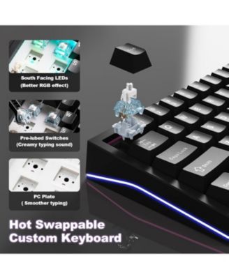 AL65 Wireless Mechanical Keyboard Full Aluminum CNC,Support QMK/VIA Software Gasket Structure,60% Hot Swappable with RGB Backlit BT/2.4G/USB-C
