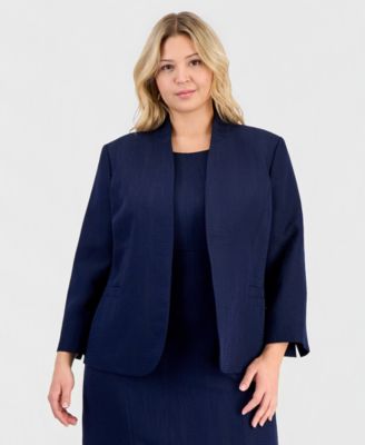 Plus Size Jacquard Open-Front Jacket 2 Piece Dress Suit