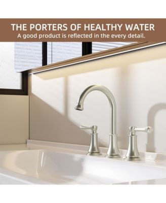 Widespread Bathroom Sink Faucet 8 Inch 2 Handle Solid Brass with Pop Up Drain