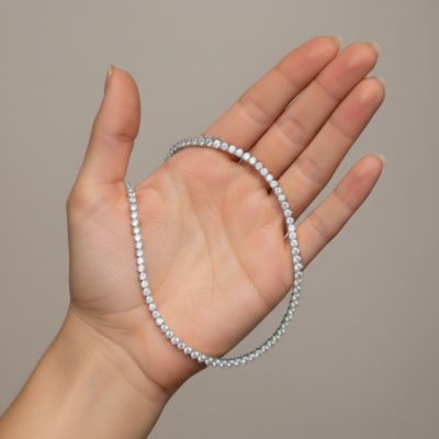 Classic White or 14K Gold Plated CZ 17" Tennis Necklace
