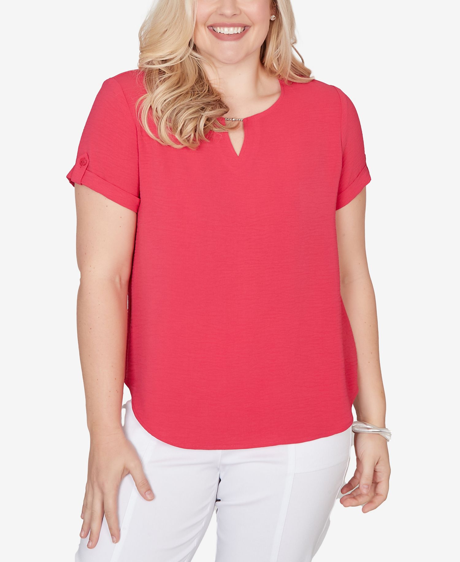 Petite The Royal Treatment Solid Rolled Short-Sleeve T-Shirt