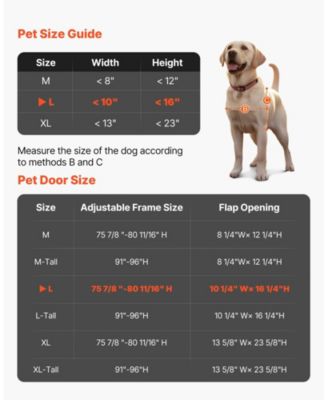 Sliding Glass Door Pet Door Insert, Adjustable Height 91–96", Locking Frame, 10.25" x 16.25" Flap